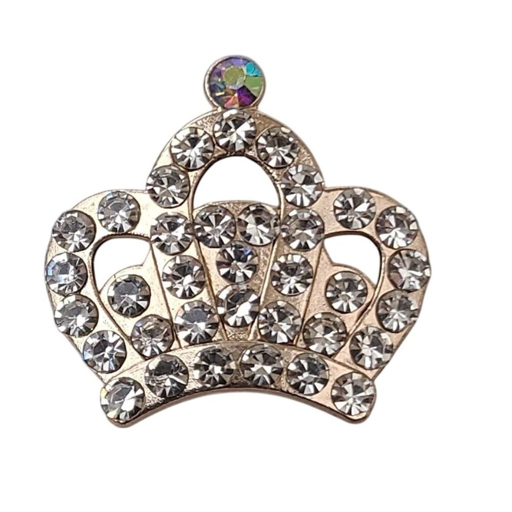 Rhinestone Crown Croc Charm Gold Tone Crystal Shoe Clog Princess Style